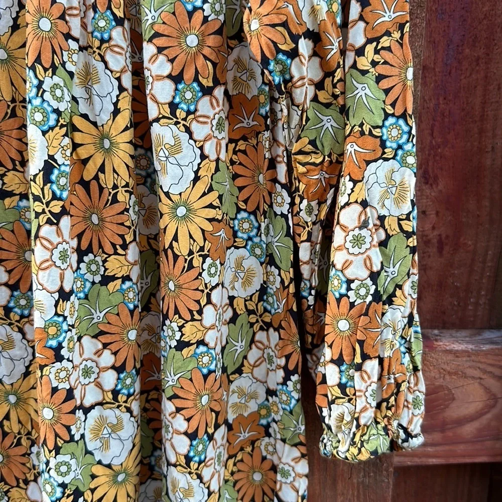ZARA Girls Retro 70s Floral Print Pleated Shift Dress — Size 10